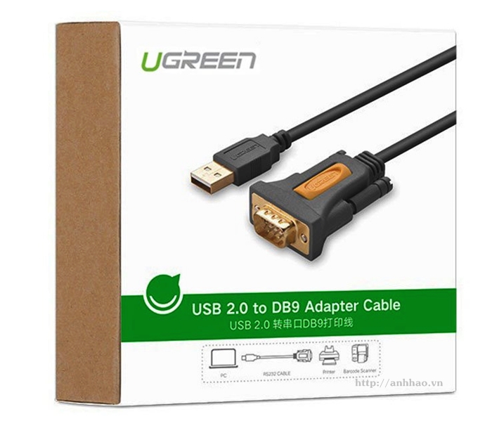 Cáp USB to DB9 RS232 Ugreen 20223 dài 3m chính hãng